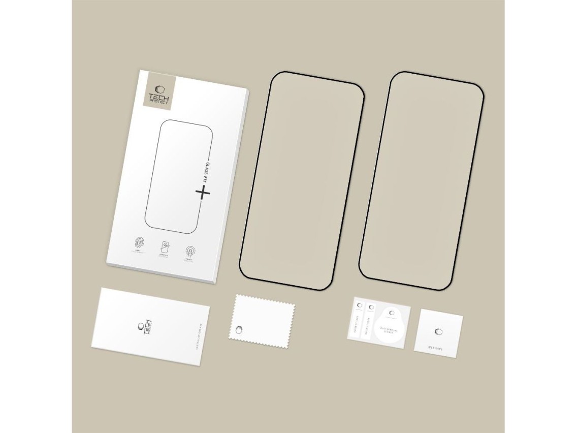 Paquete de 2 protectores de pantalla Tech-Protect Glass Fit+ para Xiaomi Poco F8 Pro (negro)