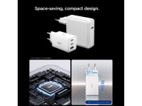 Carregador de parede Spigen Essential EE673EU de 3 portas e 67 W - branco Carregador de parede Spigen Essential EE673EU de 3 portas e 67 W - branco