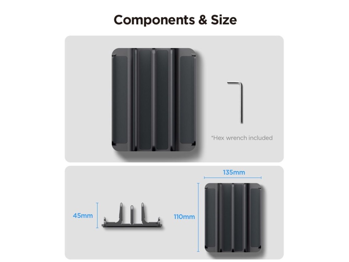 Organizador de mesa Spigen LD208S4 para laptops, tablets, smartphones e teclados - Cinza