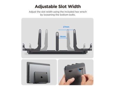 Organizador de escritorio Spigen LD208S4 para port�tiles, tabletas, smartphones y teclados - Gris