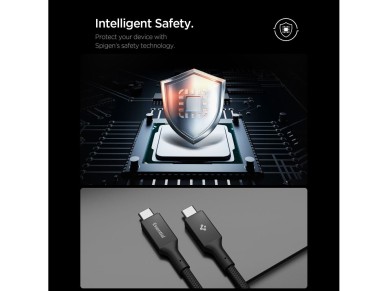 Cable USB-C/USB-C Spigen Essential EB10015CC de 100 W y 150 cm, color negro