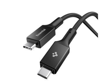 Cable USB-C/USB-C Spigen Essential EB10015CC de 100 W y 150 cm, color negro