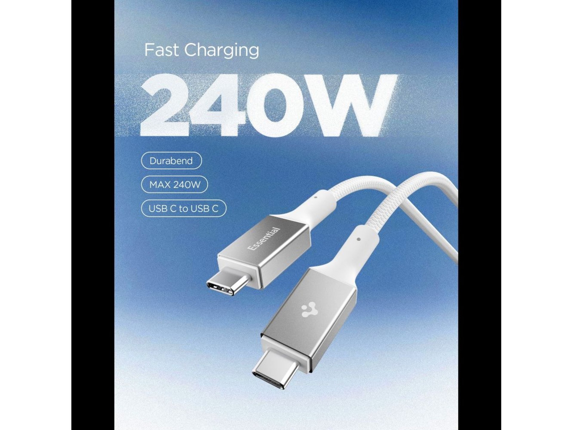 Cable USB-C/USB-C Spigen Essential EB24015CC de 240 W y 150 cm, color blanco