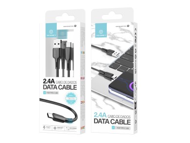 Techancy USB-Type-C Data Cable Black 1m TB1715, 2.4A Fast Charging, Supports Data Transfer, PVC Mate