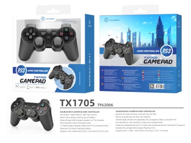 Mando USB con cable Techancy TX1705 para PS3 con vibraci�n
