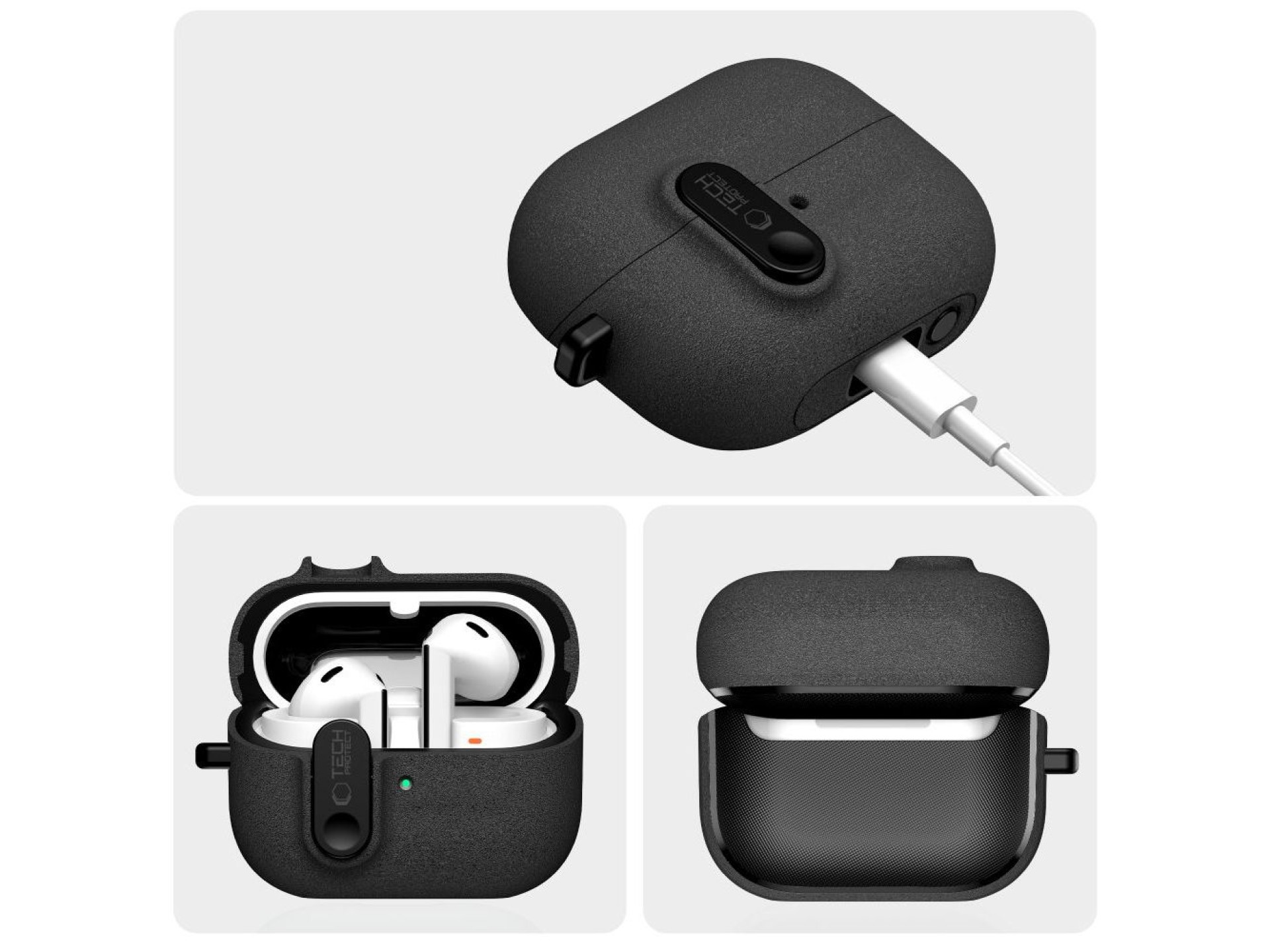Capa Tech-Protect Slim Hook para Samsung Galaxy Buds 3 / 3 FE / 3 Pro - Preta