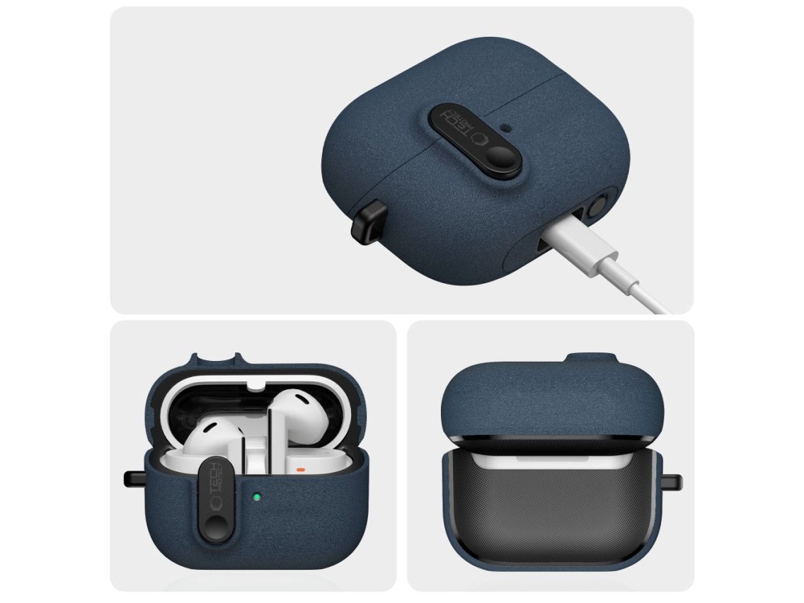 Capa Tech-Protect Slim Hook para Samsung Galaxy Buds 3 / 3 FE / 3 Pro - Azul Marinho