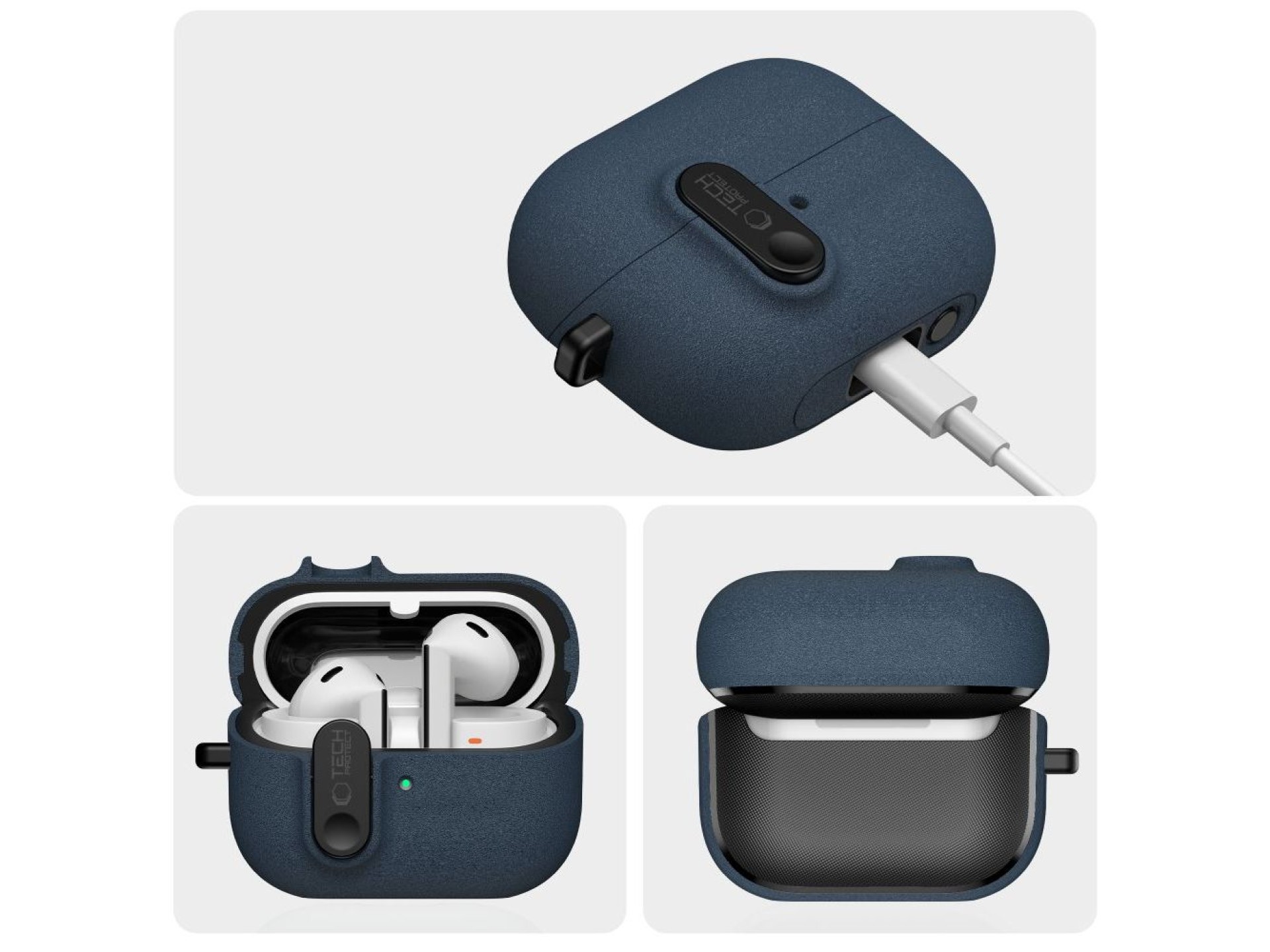Capa Tech-Protect Slim Hook para Samsung Galaxy Buds 3 / 3 FE / 3 Pro - Azul Marinho