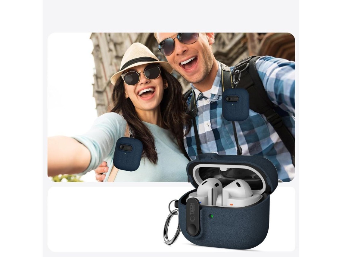 Capa Tech-Protect Slim Hook para Samsung Galaxy Buds 3 / 3 FE / 3 Pro - Azul Marinho