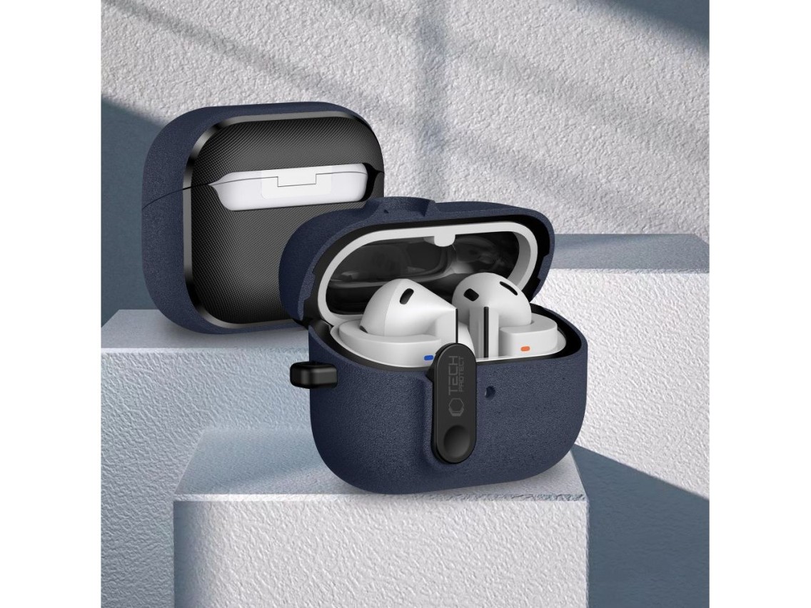 Capa Tech-Protect Slim Hook para Samsung Galaxy Buds 3 / 3 FE / 3 Pro - Azul Marinho