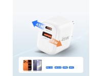 Cargador de pared Tech-Protect NCA45W-GAN de 2 puertos y 45 W con cable USB-C - Blanco Cargador de pared Tech-Protect NCA45W-GAN de 2 puertos y 45 W con cable USB-C - Blanco