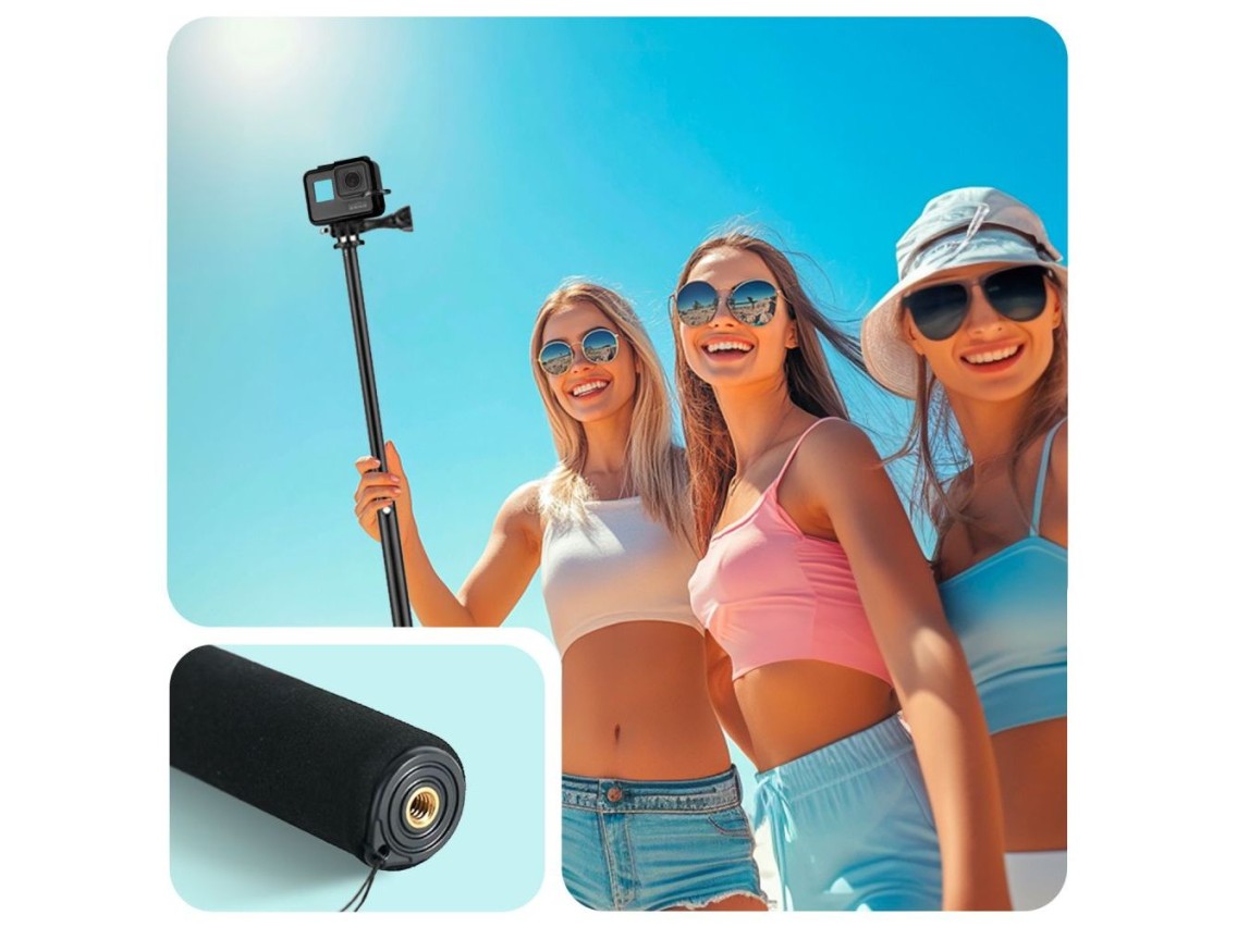 Monopad y palo selfie Tech-Protect GA100 para GoPro/DJI - Negro