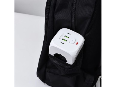 Tech-Protect PCL3x4 Power Strip, 2x USB-A, 2x USB-C, 3x AC Type Schuko - White Tech-Protect PCL3x4 Power Strip, 2x USB-A, 2x USB-C, 3x AC Type Schuko - White