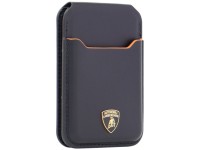 Carteira para celular Lamborghini D1 em couro genuíno com MagSafe - preta e laranja Carteira para celular Lamborghini D1 em couro genuíno com MagSafe - preta e laranja