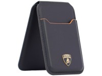 Carteira para celular Lamborghini D1 em couro genuíno com MagSafe - preta e laranja Carteira para celular Lamborghini D1 em couro genuíno com MagSafe - preta e laranja