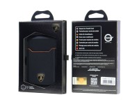 Carteira para celular Lamborghini D1 em couro genuíno com MagSafe - preta e laranja Carteira para celular Lamborghini D1 em couro genuíno com MagSafe - preta e laranja