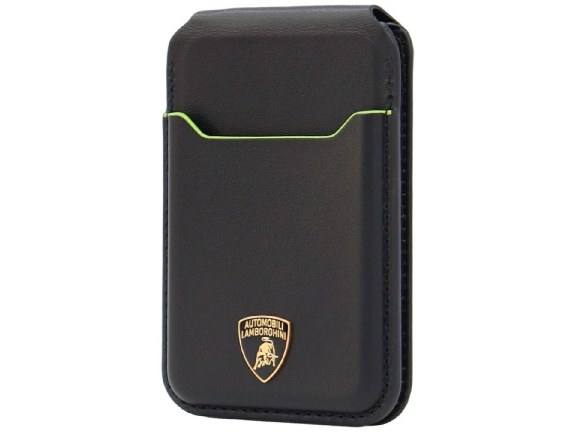 Lamborghini D1 Genuine Leather MagSafe Phone Wallet - Black and Green