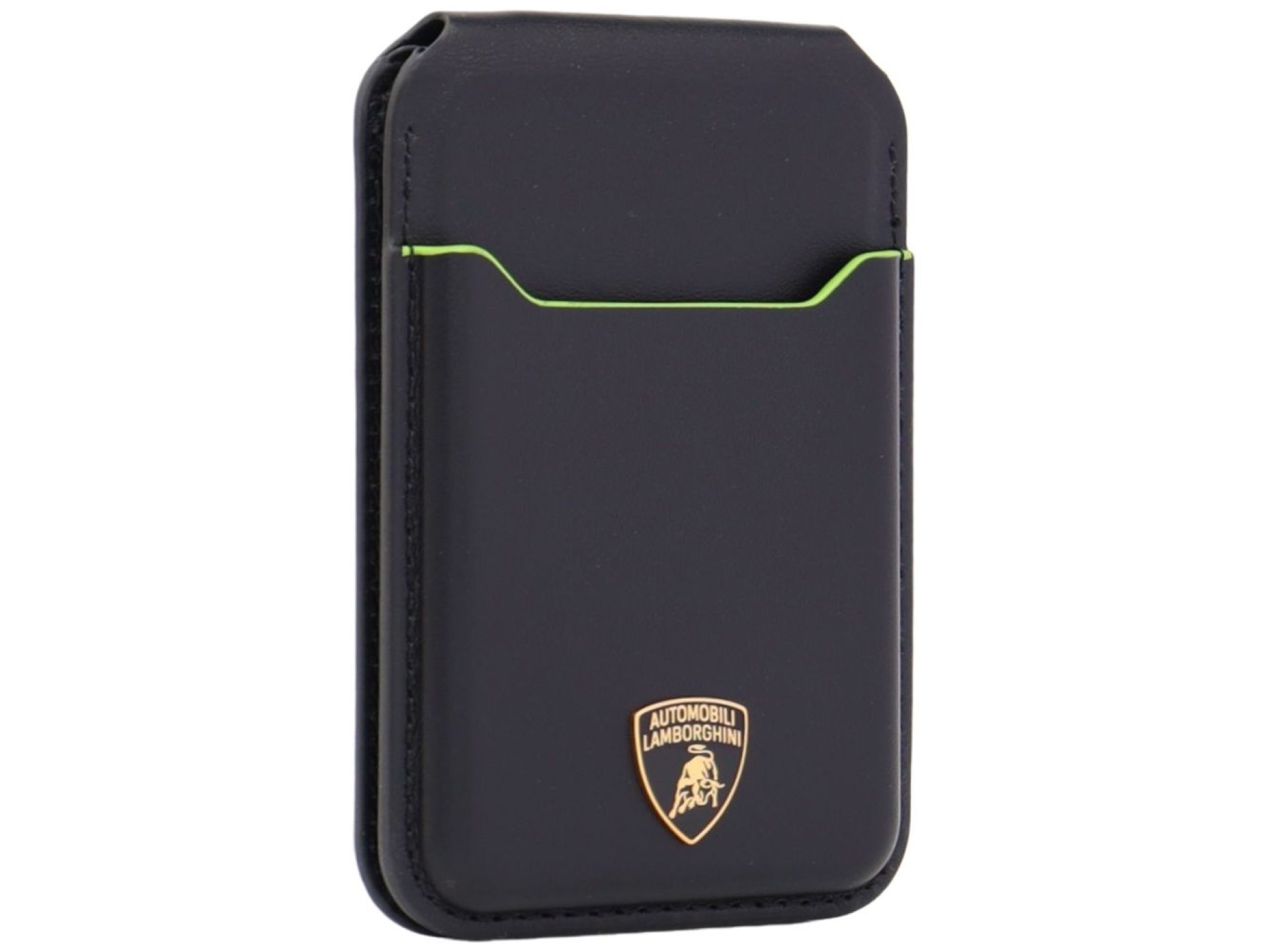 Lamborghini D1 Genuine Leather MagSafe Phone Wallet - Black and Green