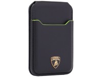 Lamborghini D1 Genuine Leather MagSafe Phone Wallet - Black and Green Lamborghini D1 Genuine Leather MagSafe Phone Wallet - Black and Green