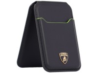 Lamborghini D1 Genuine Leather MagSafe Phone Wallet - Black and Green Lamborghini D1 Genuine Leather MagSafe Phone Wallet - Black and Green