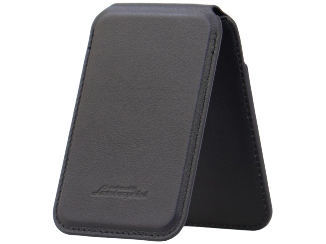 Lamborghini D1 Genuine Leather MagSafe Phone Wallet - Black and Green