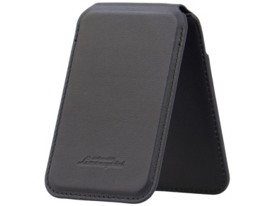 Carteira para celular Lamborghini D1 em couro genu�no com MagSafe - Preta e Verde