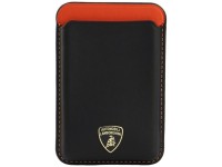 Carteira para celular Lamborghini Urus D8 em couro genu�no com sistema MagSafe e �m� - Preta e verme