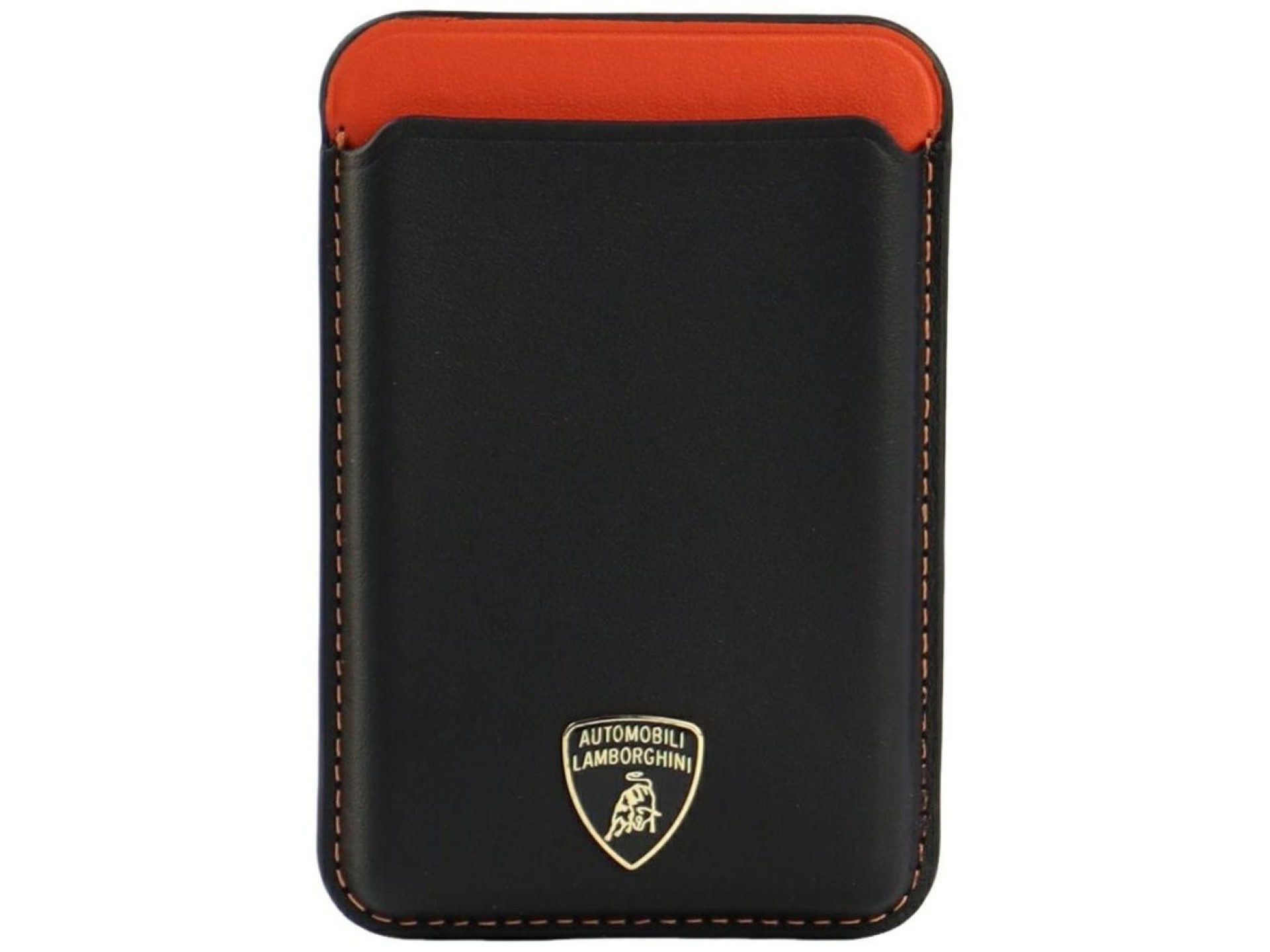 Carteira para celular Lamborghini Urus D8 em couro genuíno com sistema MagSafe e ímã - Preta e verme