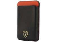 Carteira para celular Lamborghini Urus D8 em couro genuíno com sistema MagSafe e ímã - Preta e verme Carteira para celular Lamborghini Urus D8 em couro genuíno com sistema MagSafe e ímã - Preta e verme