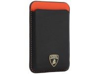 Carteira para celular Lamborghini Urus D8 em couro genuíno com sistema MagSafe e ímã - Preta e verme Carteira para celular Lamborghini Urus D8 em couro genuíno com sistema MagSafe e ímã - Preta e verme