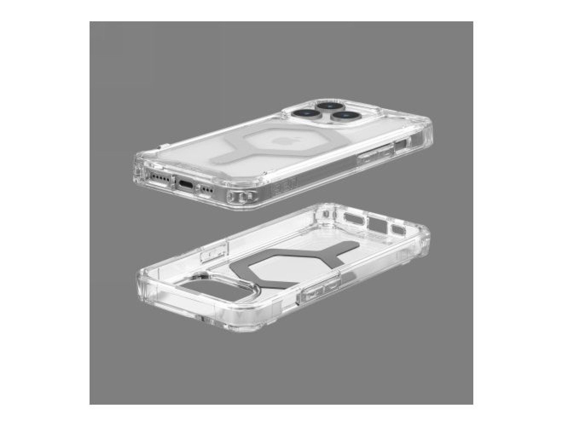 Capa UAG Plyo MagSafe para iPhone 15 Pro - transparente e prateada