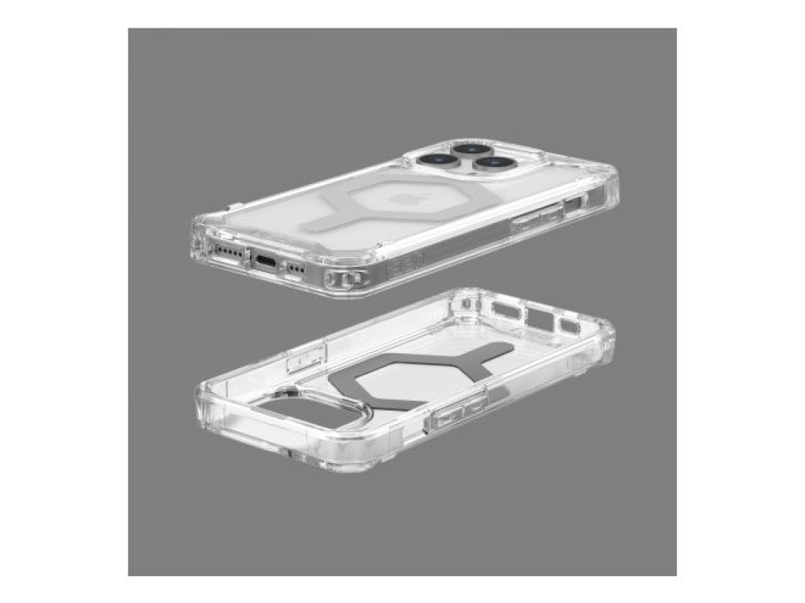 Capa UAG Plyo MagSafe para iPhone 15 Pro - transparente e prateada