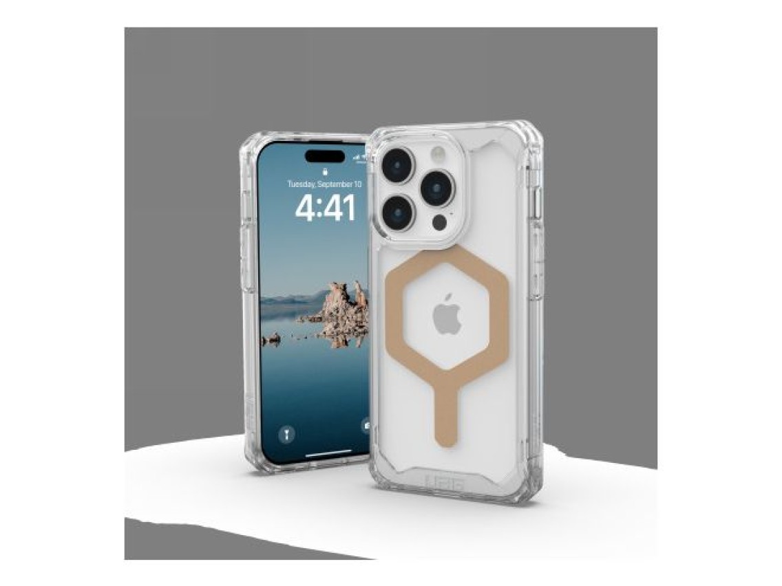 Funda UAG Plyo MagSafe para iPhone 15 Pro - transparente y dorada