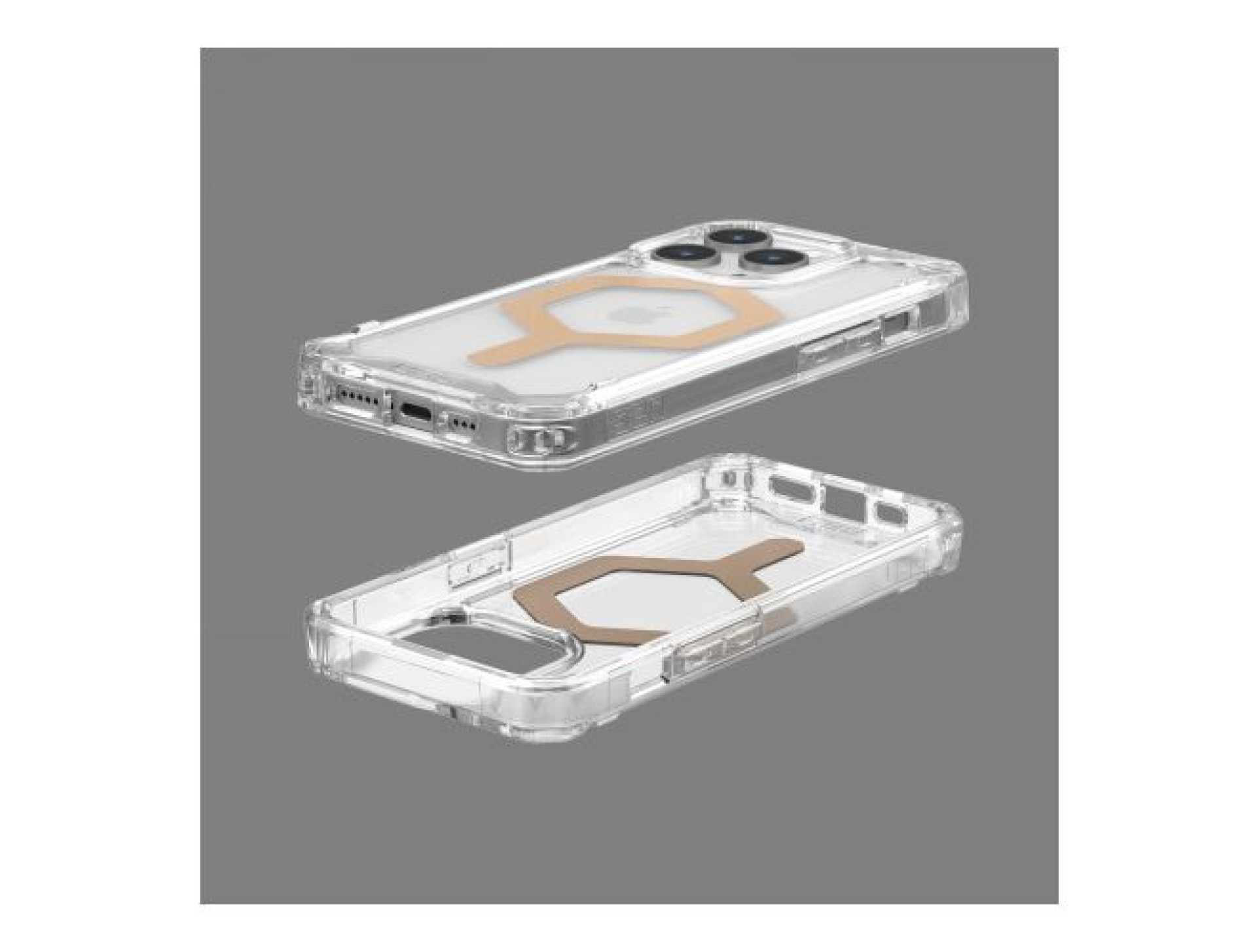 Funda UAG Plyo MagSafe para iPhone 15 Pro - transparente y dorada