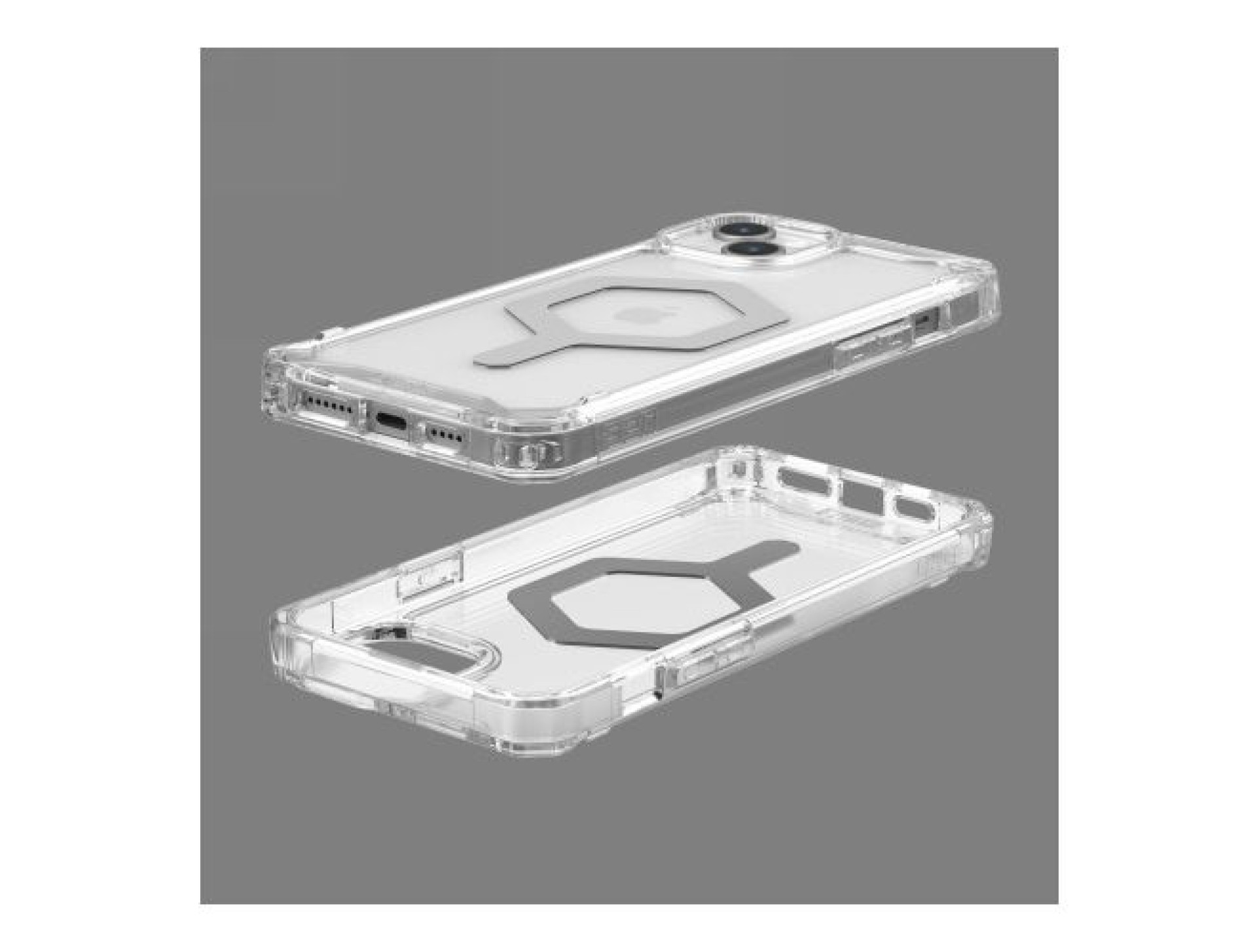 Funda UAG Plyo MagSafe para iPhone 15 Plus - transparente y plateada