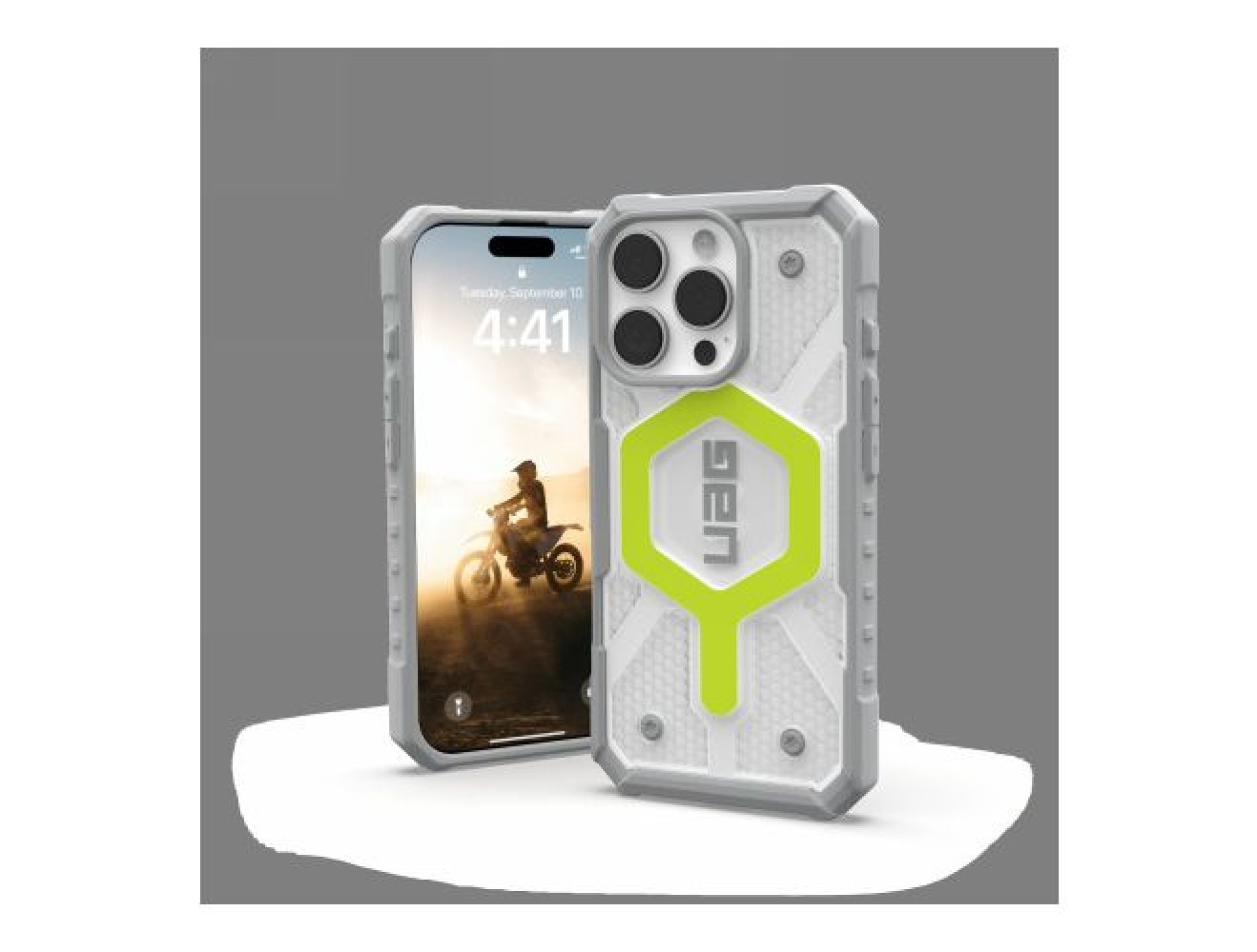 Capa UAG Pathfinder Clear Magsafe para iPhone 16 Pro compatível com MagSafe - Verde