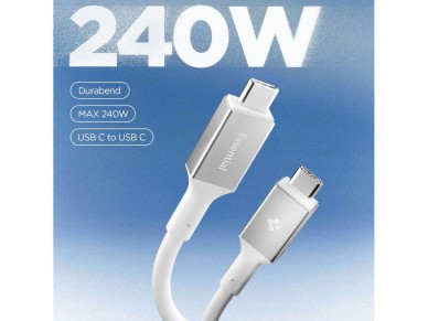 Cable USB-C Spigen EB24012CC de 240 W y 120 cm, color blanco