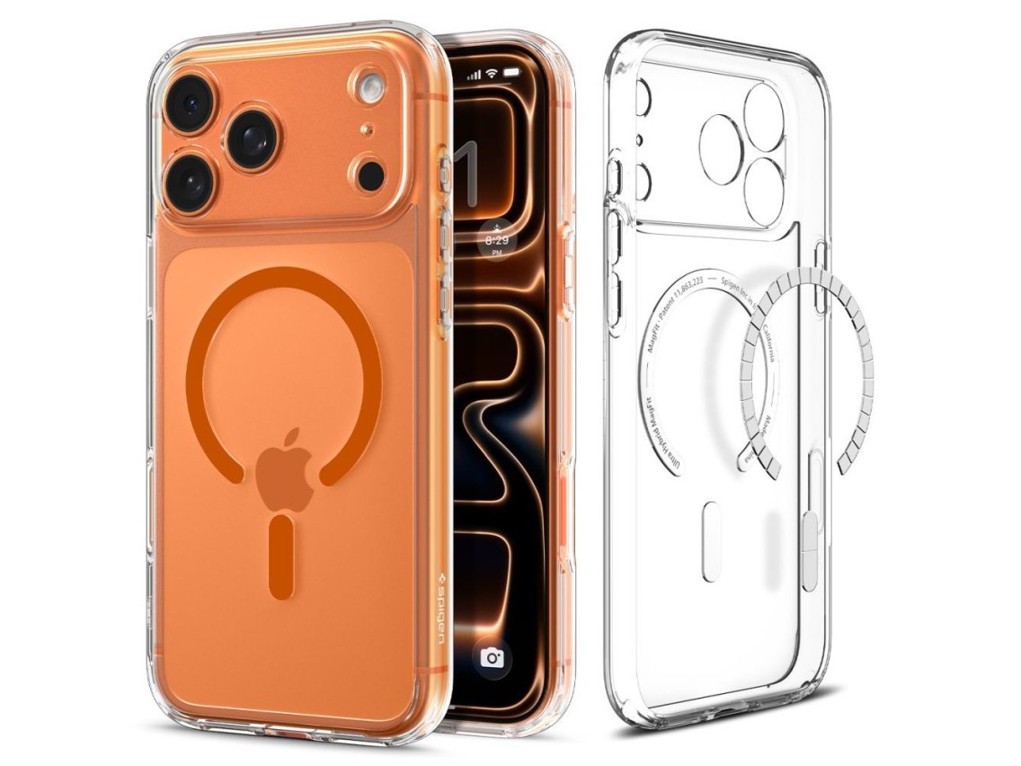 Funda Spigen Ultra Hybrid MagSafe para iPhone 17 Pro - Naranja transparente