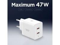 Spigen Essential EE472EU 2-port USC-C 47W wall charger - white Spigen Essential EE472EU 2-port USC-C 47W wall charger - white