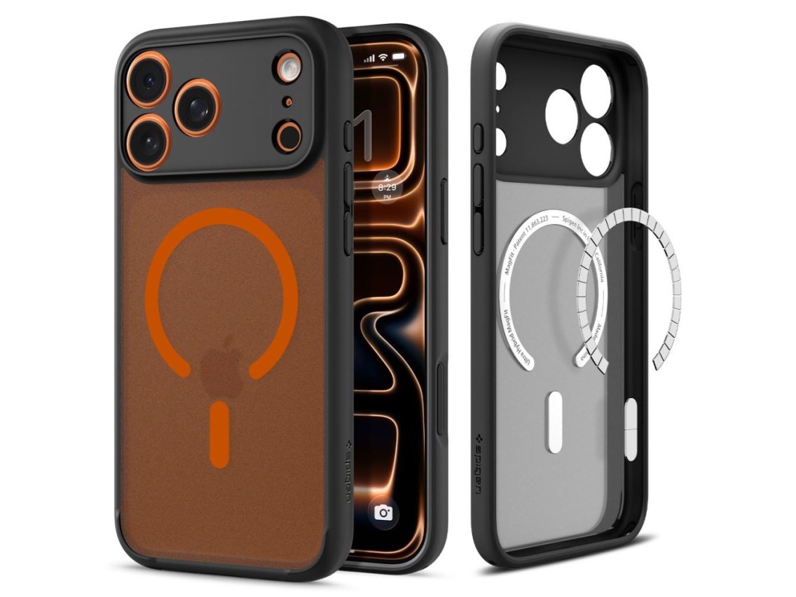 Capa Spigen Ultra Hybrid MagSafe para iPhone 17 Pro Max - Preto e Laranja