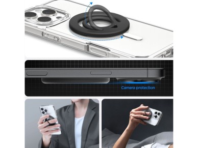 Anillo magnético Spigen Dual Pop Mag MagSafe para teléfono - Negro Anillo magnético Spigen Dual Pop Mag MagSafe para teléfono - Negro