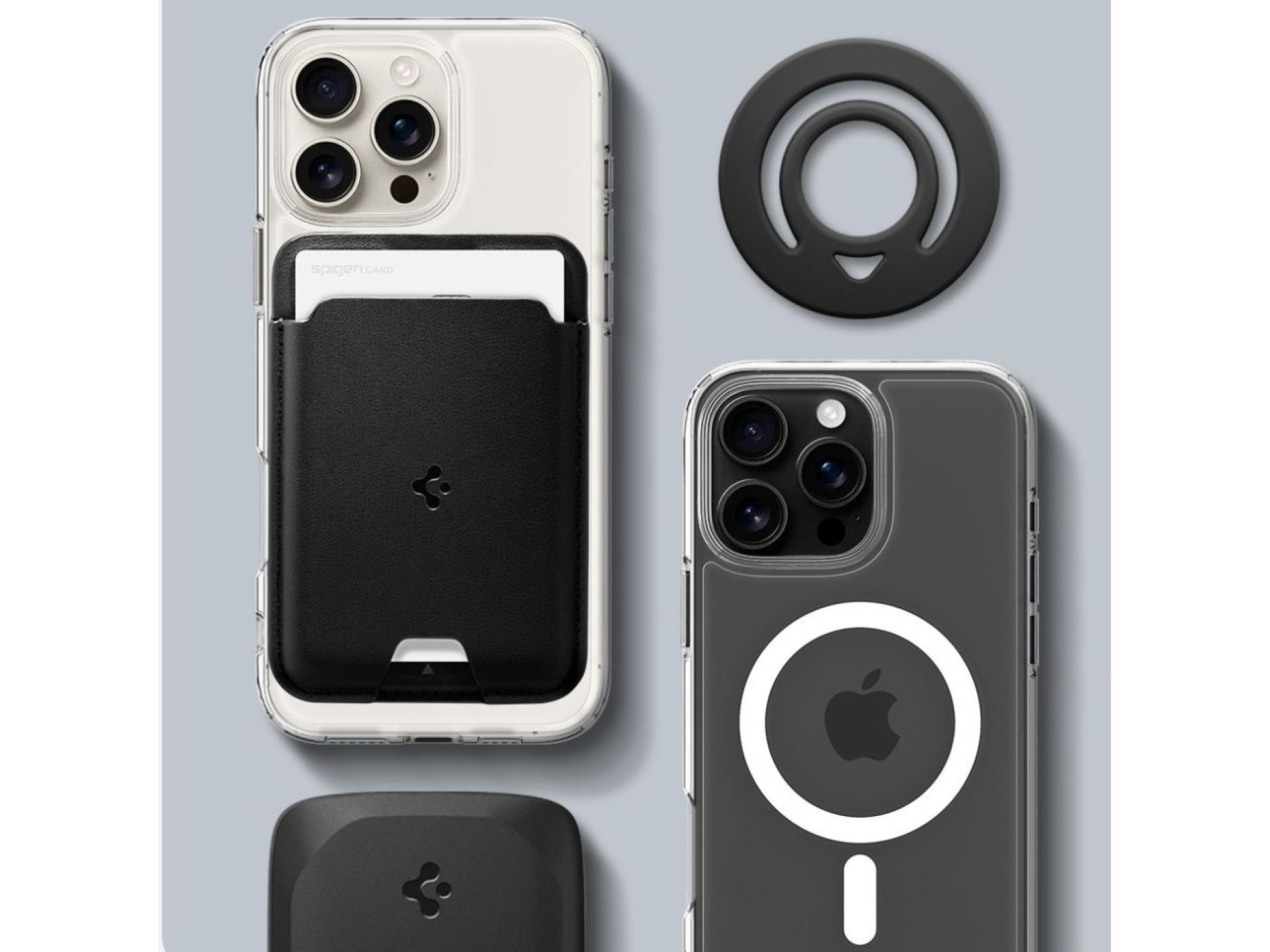 Anel magnético Spigen Dual Pop Mag MagSafe para celular - Preto
