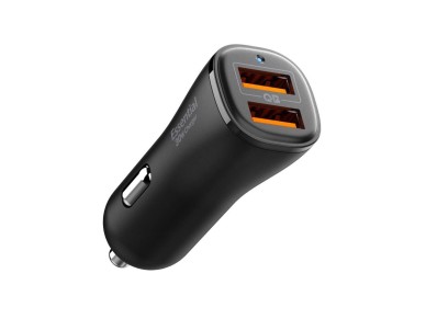 Cargador de coche Spigen Essential EV302 de 30 W con 2 puertos USB-A - Negro