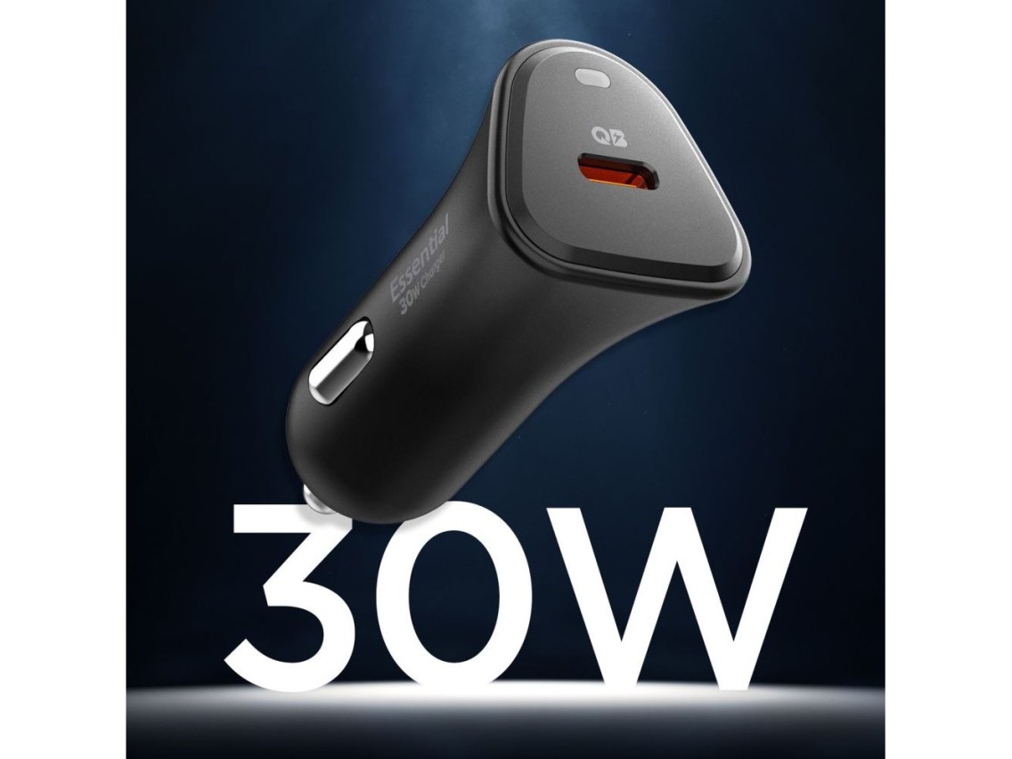 Cargador de coche Spigen Essential EV301 de 30 W (negro)