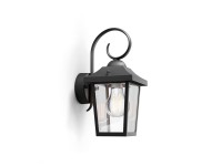 Buzzard e27 60w outdoor wall light without bulb, black, downward light
