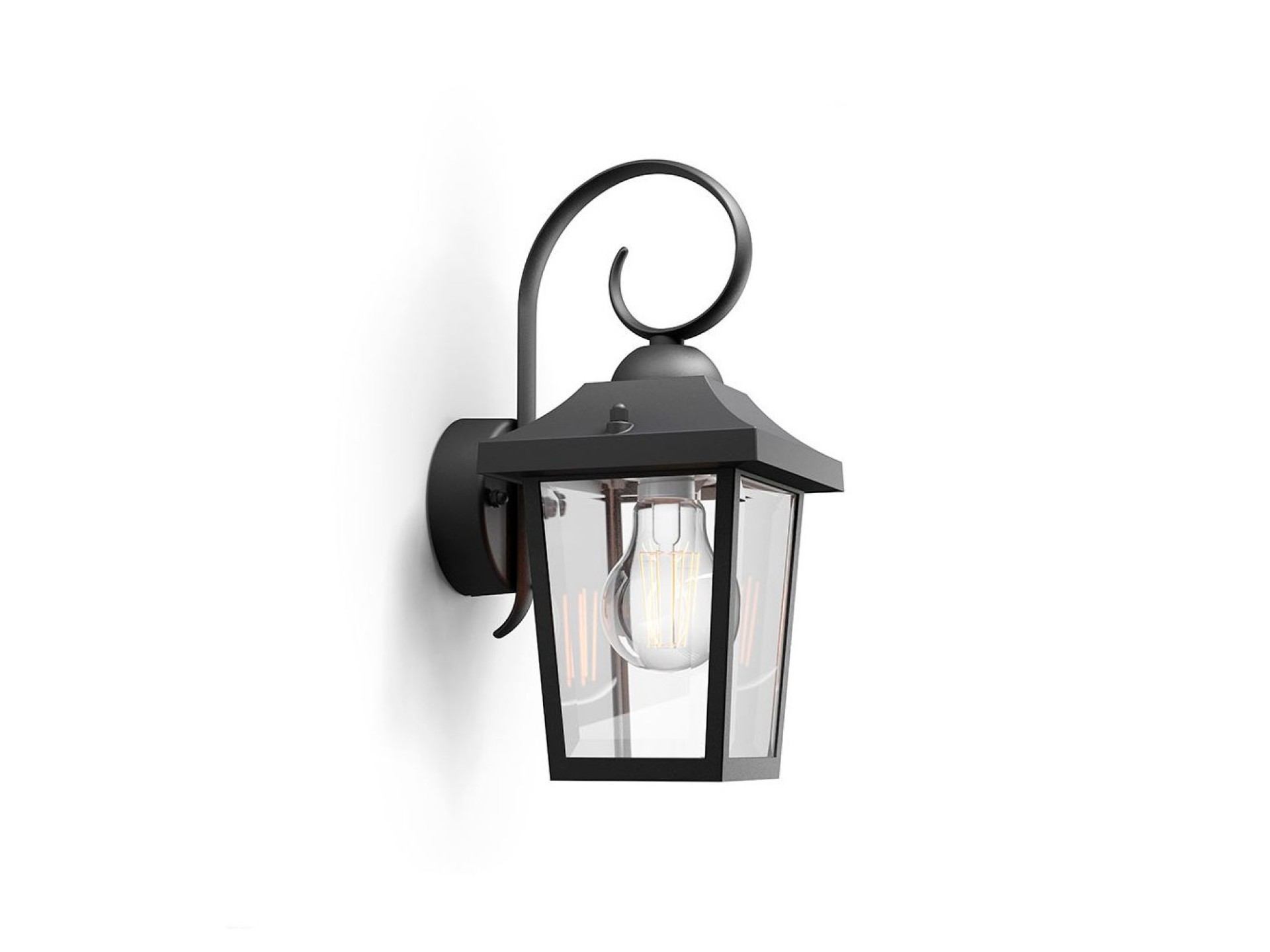 Buzzard e27 60w outdoor wall light without bulb, black, downward light