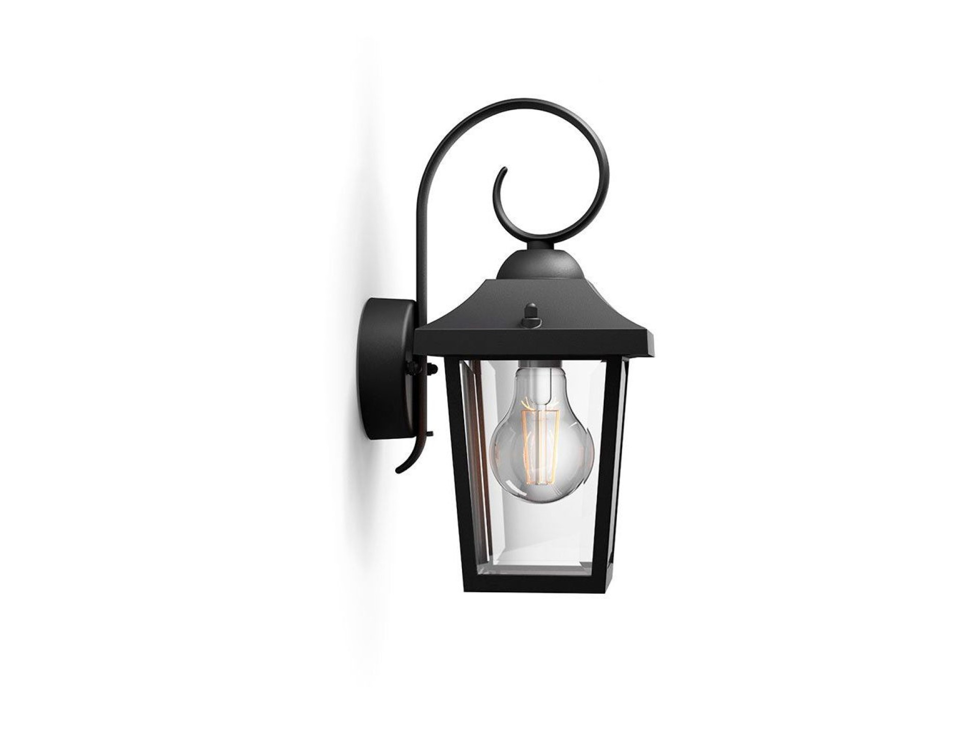 Buzzard e27 60w outdoor wall light without bulb, black, downward light