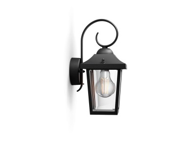 Buzzard e27 60w outdoor wall light without bulb, black, downward light