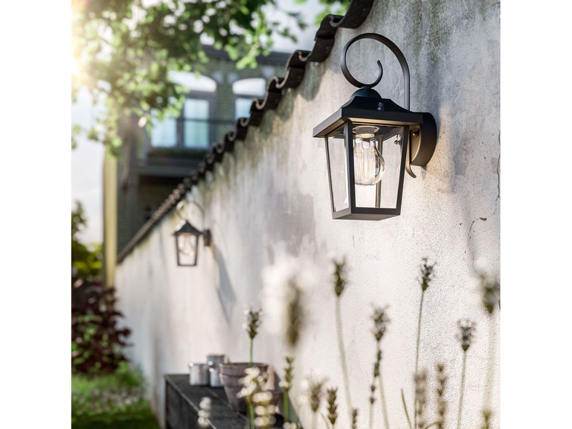 Buzzard e27 60w outdoor wall light without bulb, black, downward light