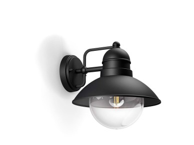 Hoverfly e27 60w outdoor wall light without bulb, black, downward light